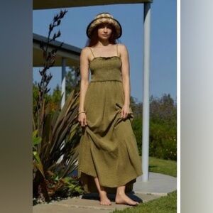 Anthropologie Olive Green Maxi Dress